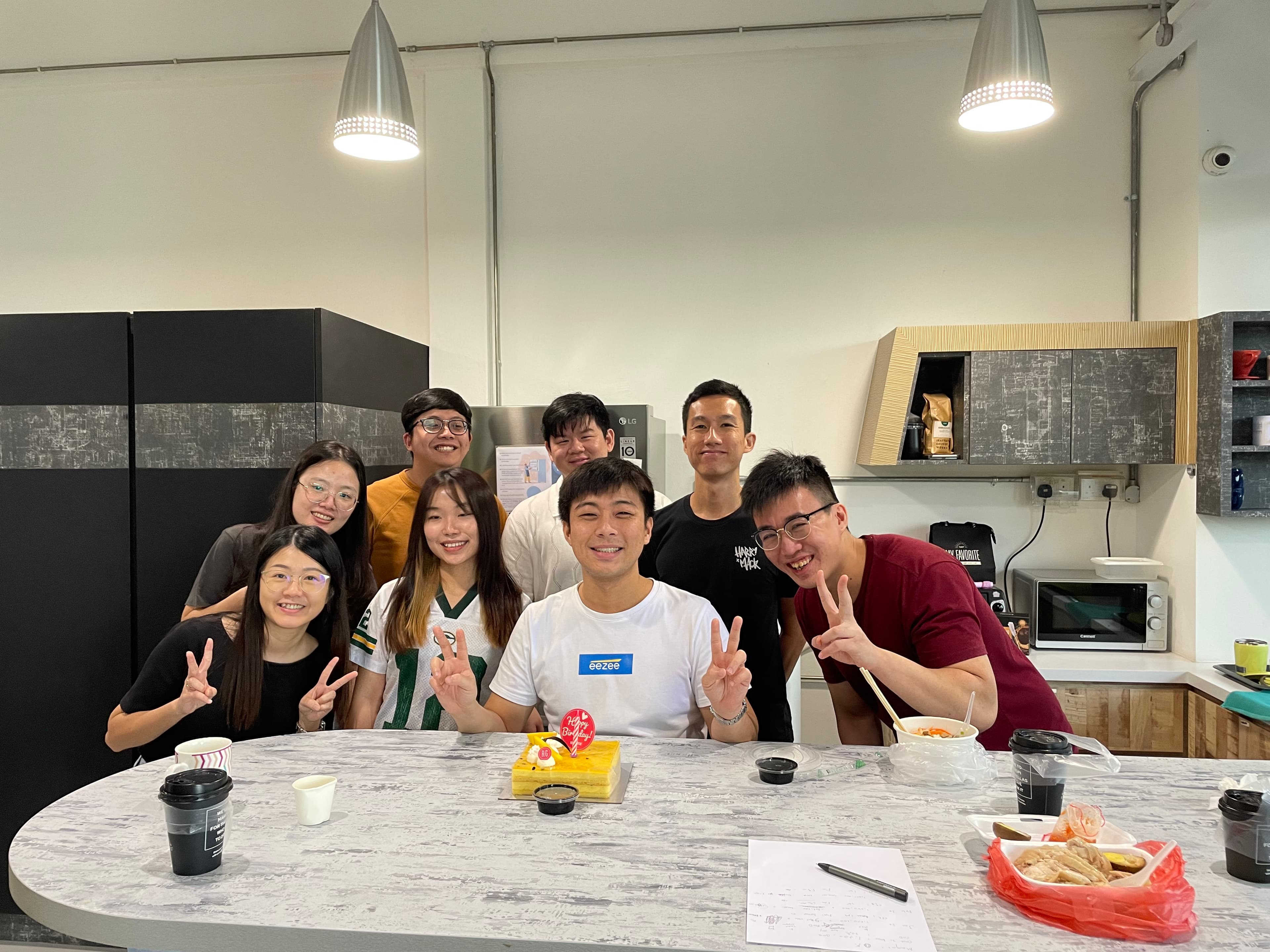 Team celebration in the office