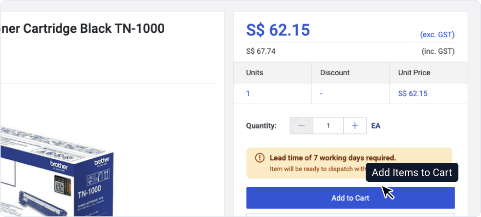 Catalog Buying Step 2: Add Items to Cart