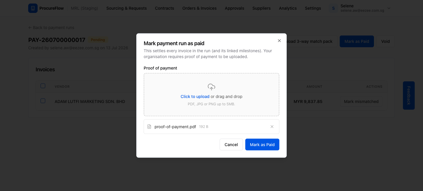 Proof of payment file attached