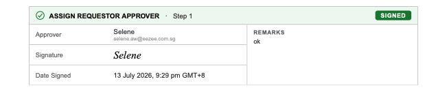 Match Summary PDF showing Step 1 as SIGNED and remaining steps as PENDING