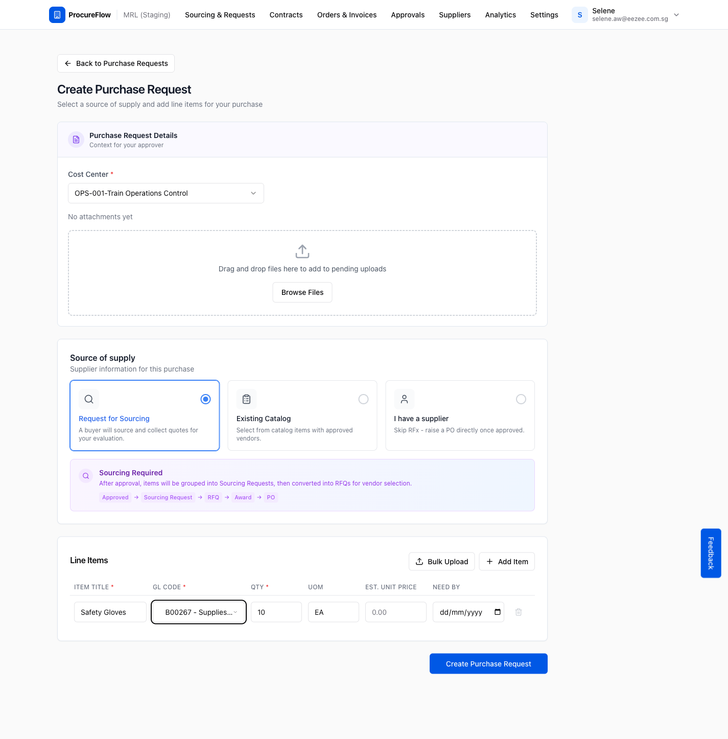 Step 5 – Line items filled in