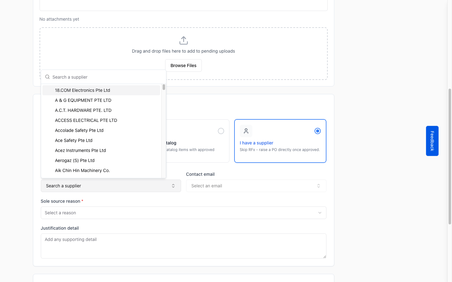 Step 5a: Search for your supplier by name.