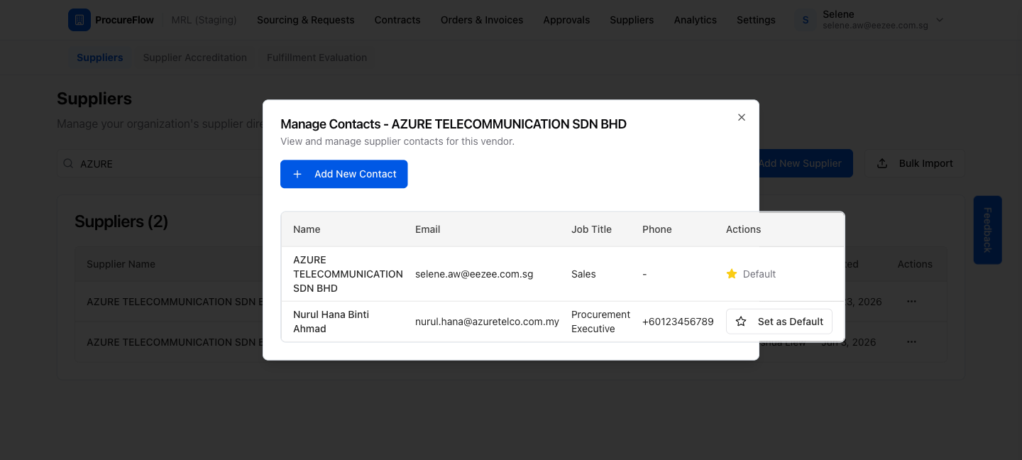 Step 6 – New contact added to the table