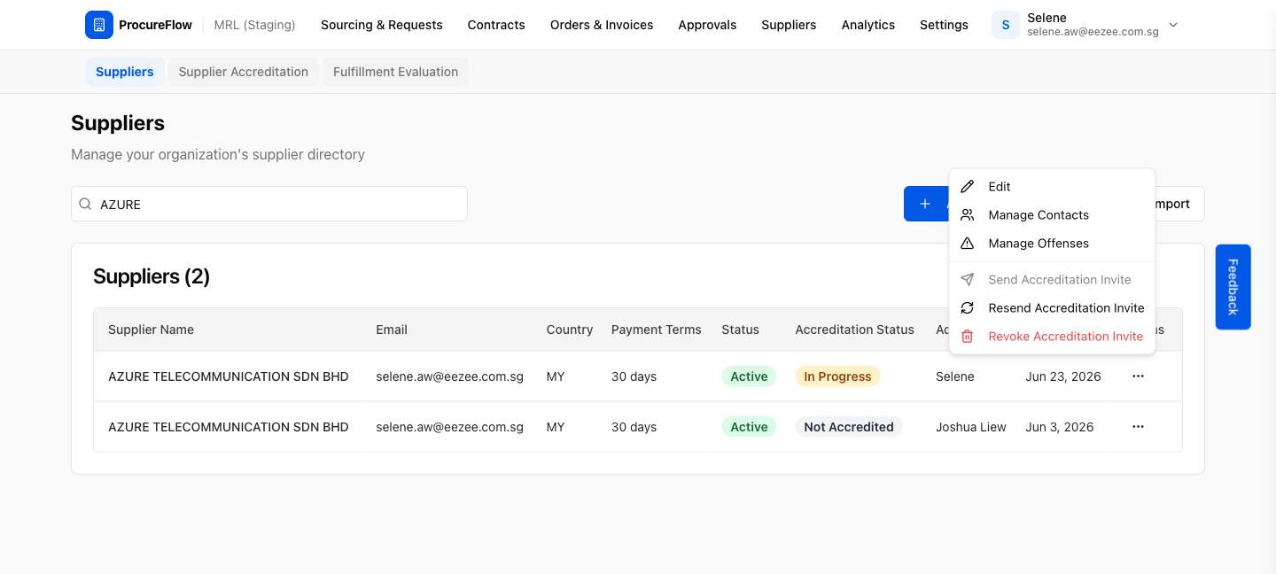 Step 2 – Row actions dropdown