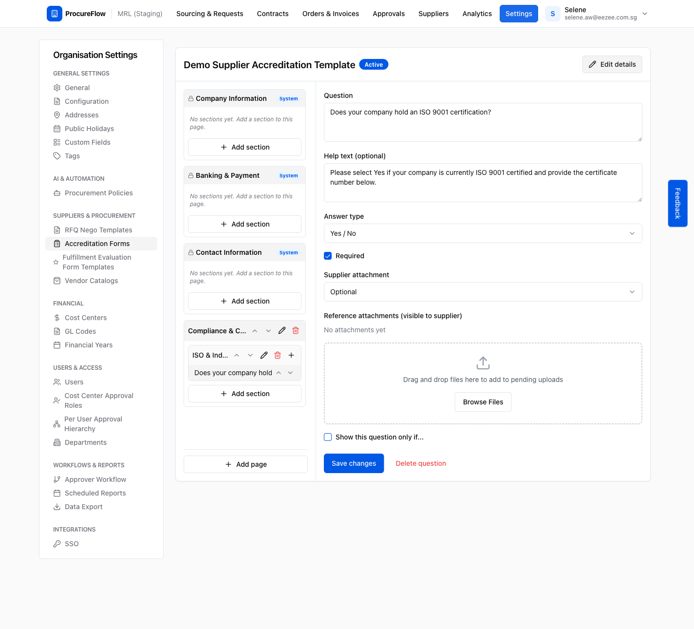 Step 12 – Template activated: the "Active" badge replaces the Activate button