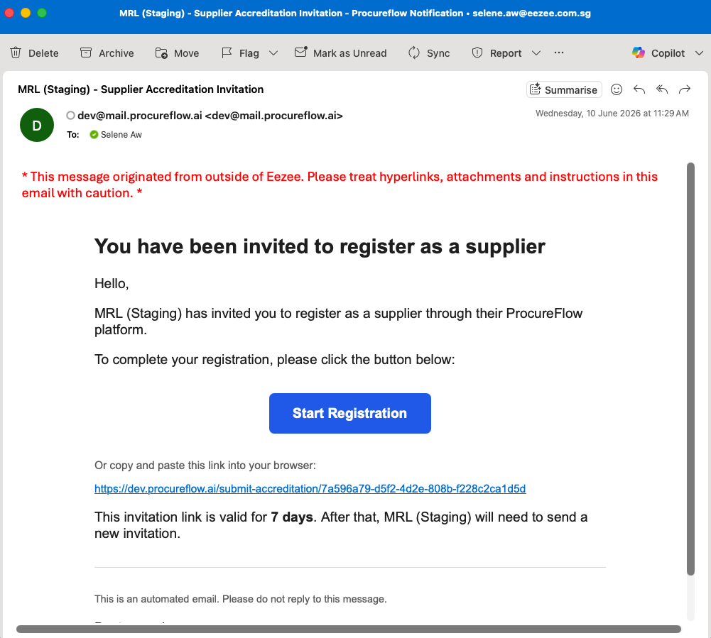 Step 1 – Check your email for the accreditation invitation and click the link