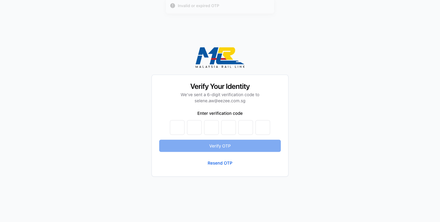 Step 2 – Entering the 6-digit verification code